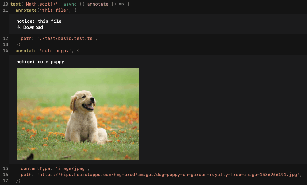 an example of annotation with a cute puppy